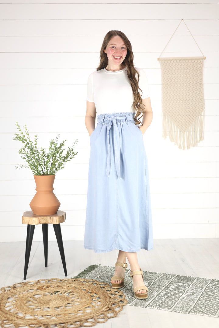 Keaton Maxi Denim Skirt- Lt. Indigo