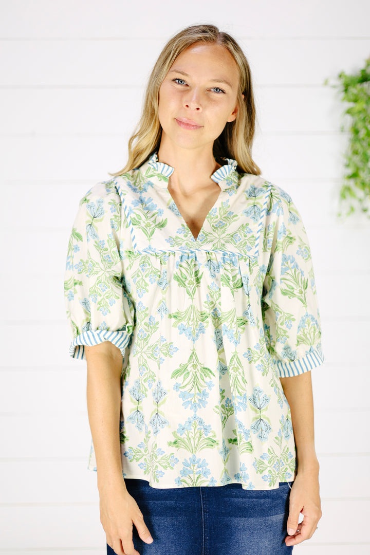 Layke Print Top- Blue