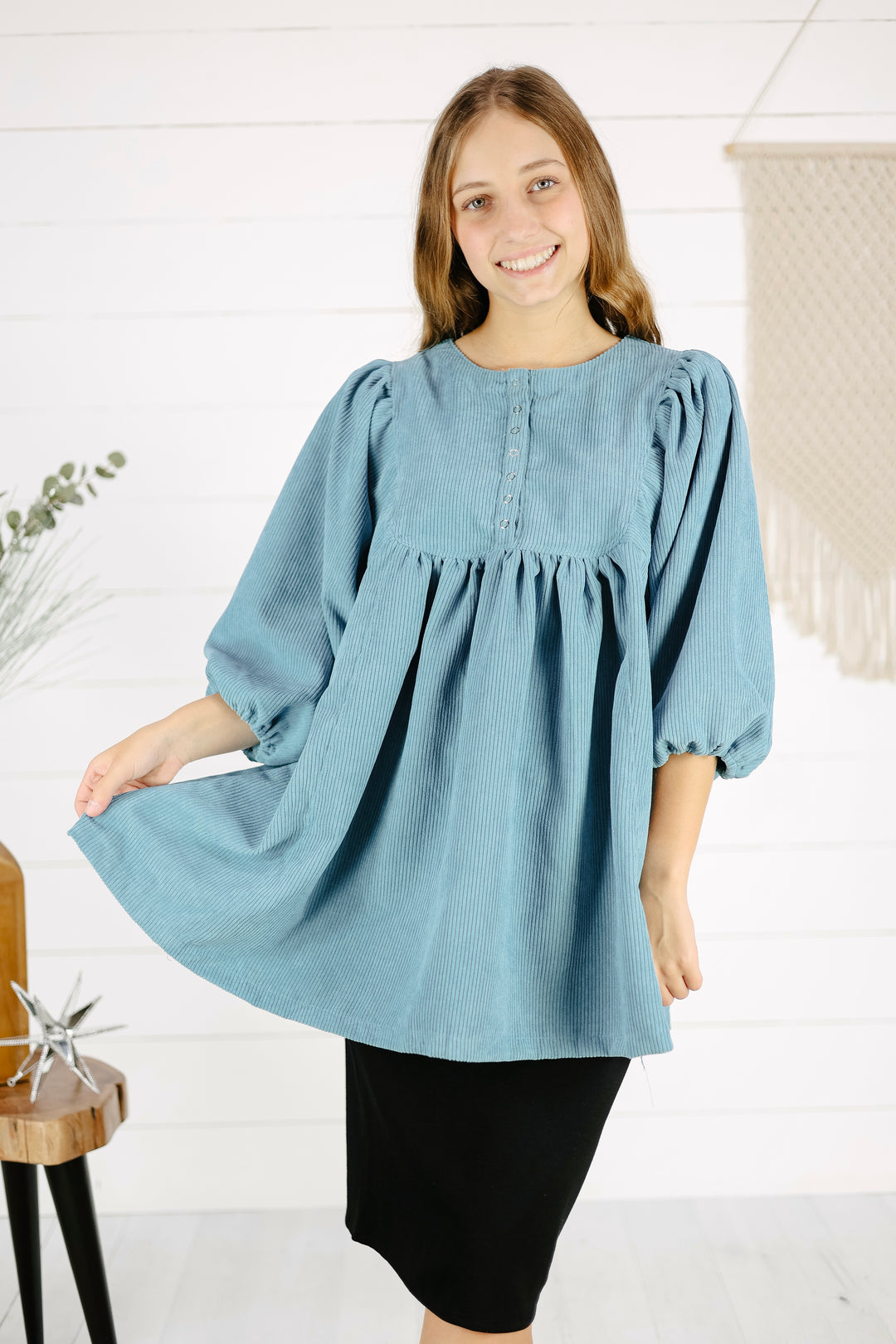 Rylan Corduroy Top - Blue/Final Sale