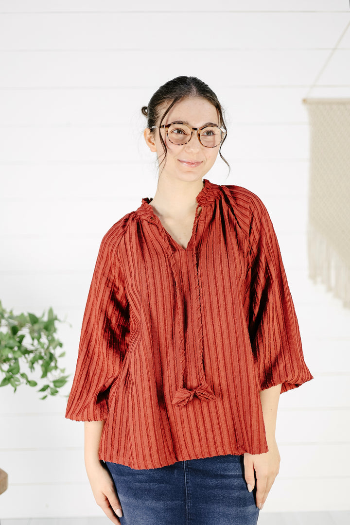 LeAnn Textured Blouse - Rust