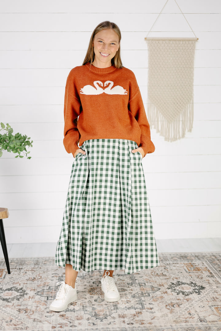 DeMille Swan Sweater- Rust