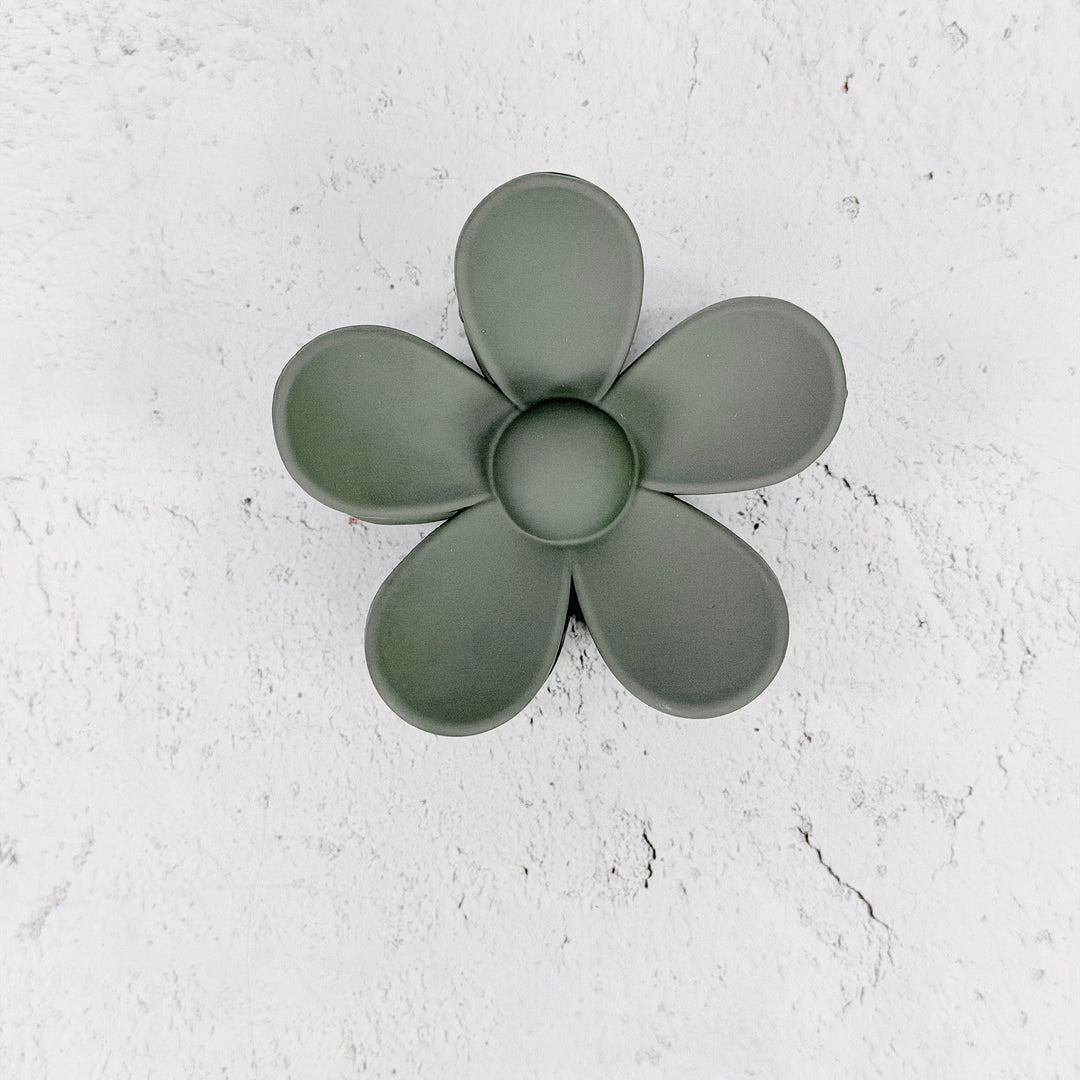 Daisy Flower Hair Clip-Olive