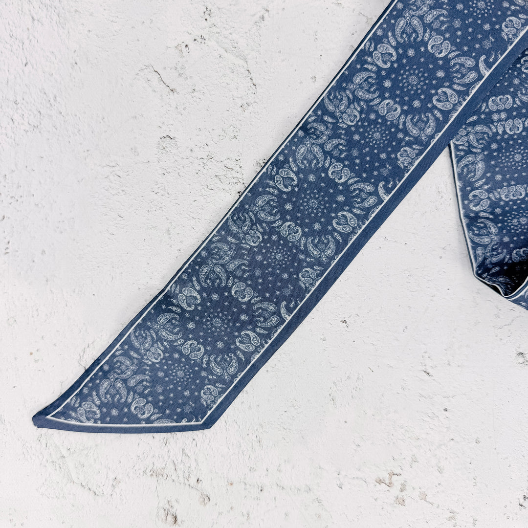Kaylah Paisley Skinny Scarf – Blue
