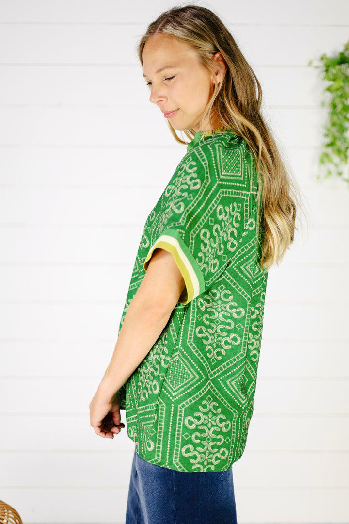 Keri Print Top- Green