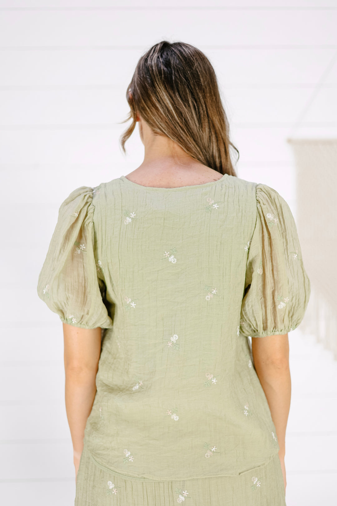 Ellie Embroidered Blouse- Olive