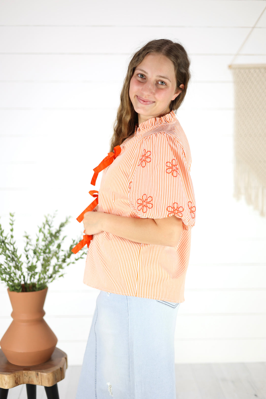 Emilia Bow Tie Top- Orange