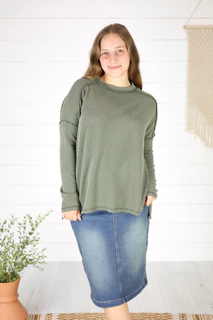 Baylor Top- Dk. Olive