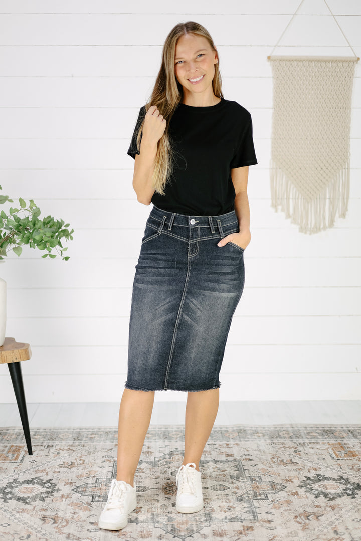 Weslynn Denim Skirt - Black