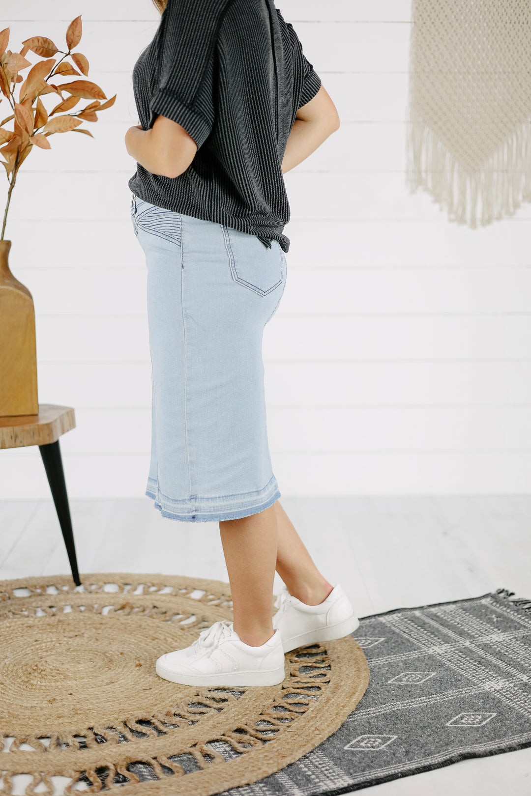 Jersey Denim Skirt - Lt. Indigo