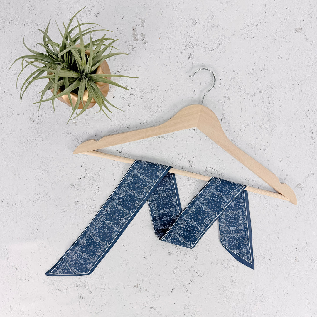 Kaylah Paisley Skinny Scarf – Blue