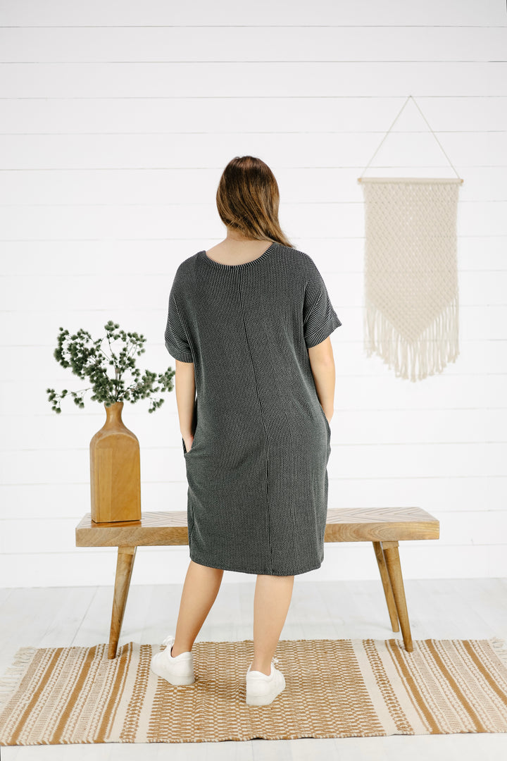 Jennie Ribbed Midi Dress - Charcoal