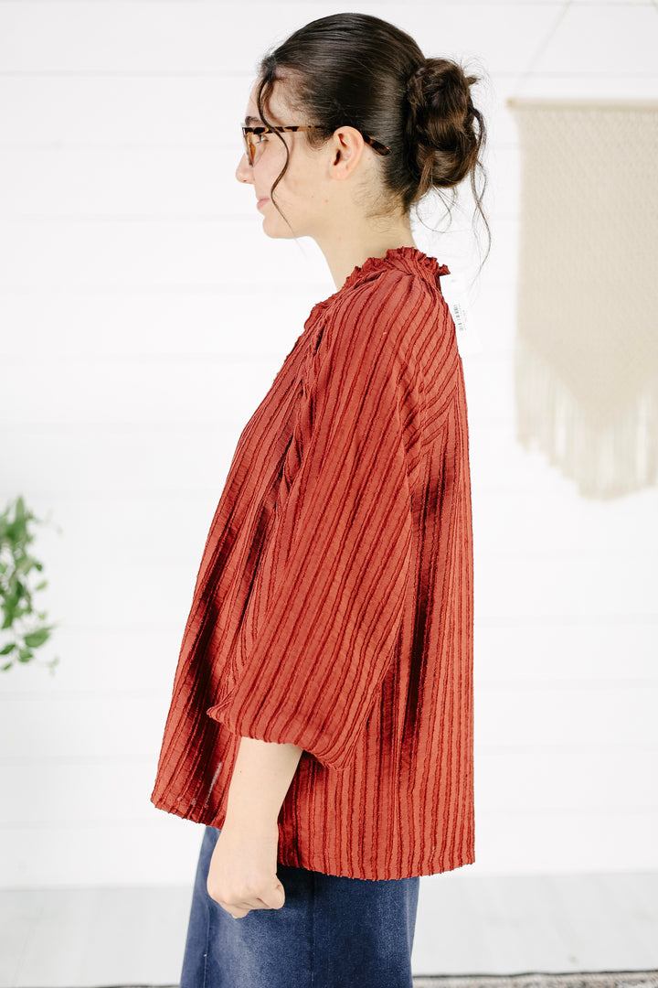 LeAnn Textured Blouse - Rust
