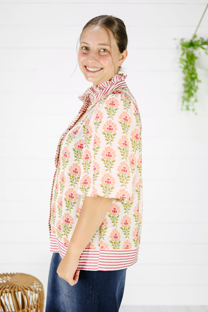 Cianna Print Top- Peach