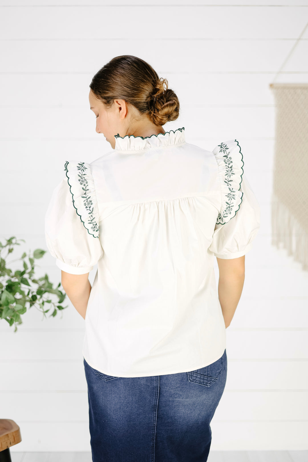 Tinley Embroidered Blouse-Cream