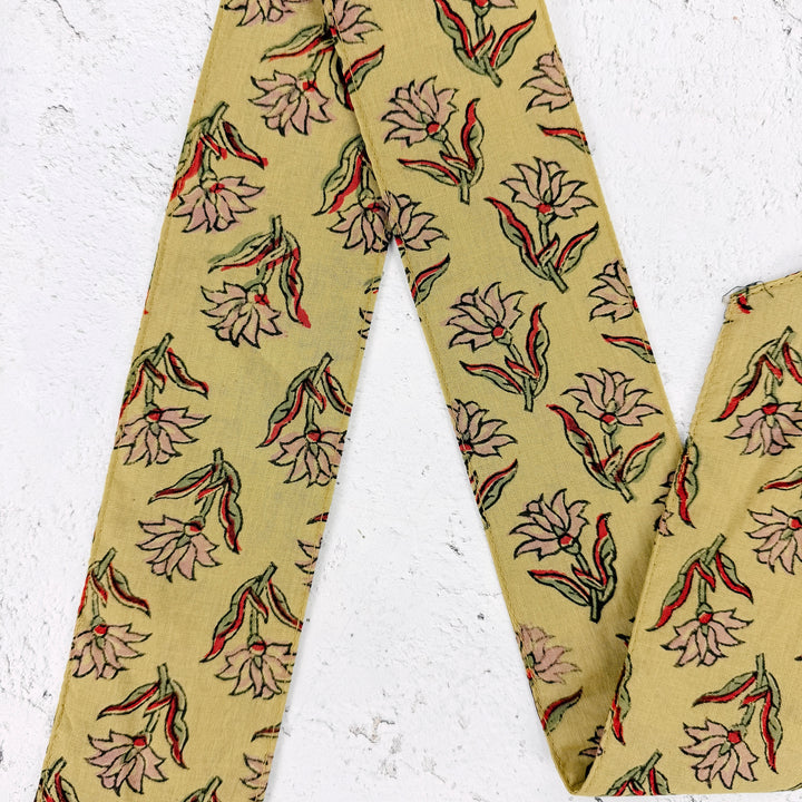 Maisie Floral Skinny Scarf- Mustard