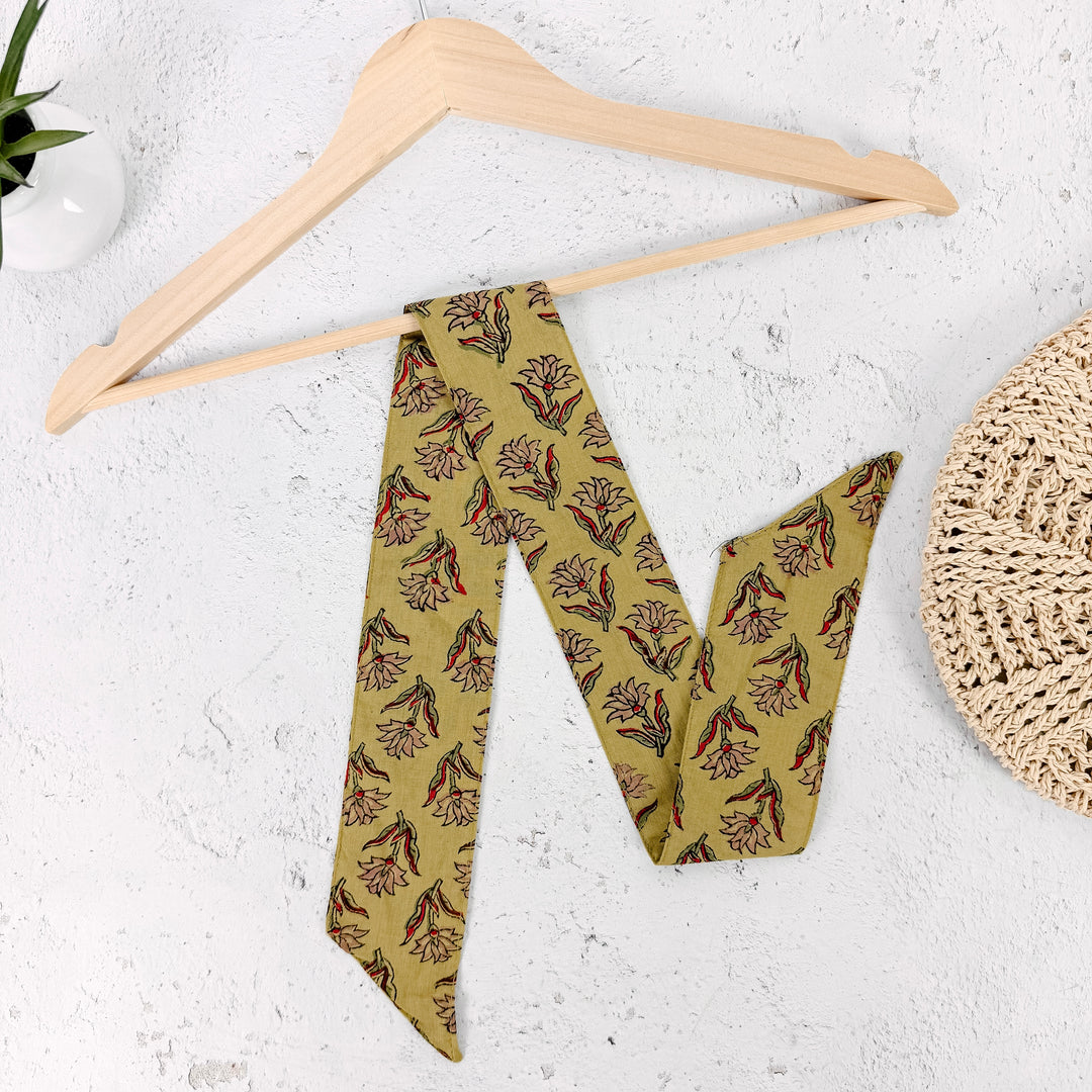 Maisie Floral Skinny Scarf- Mustard