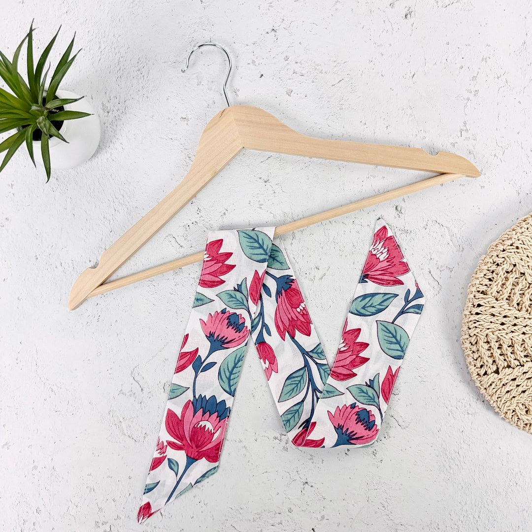 Rosalie Floral Skinny Scarf- Pink