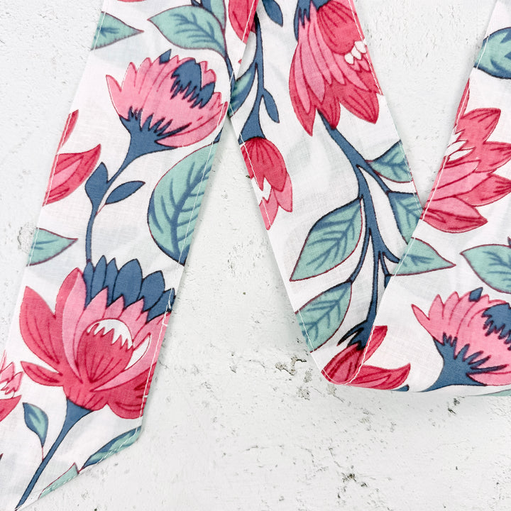 Rosalie Floral Skinny Scarf- Pink