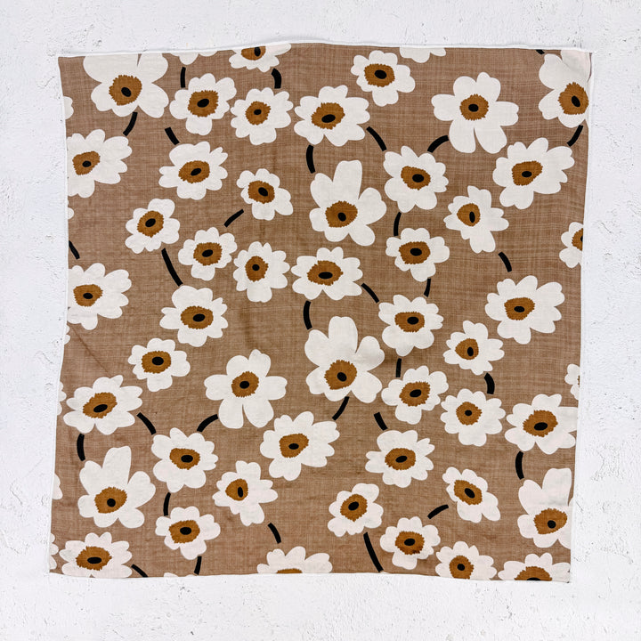 Della Floral Square Scarf - Taupe