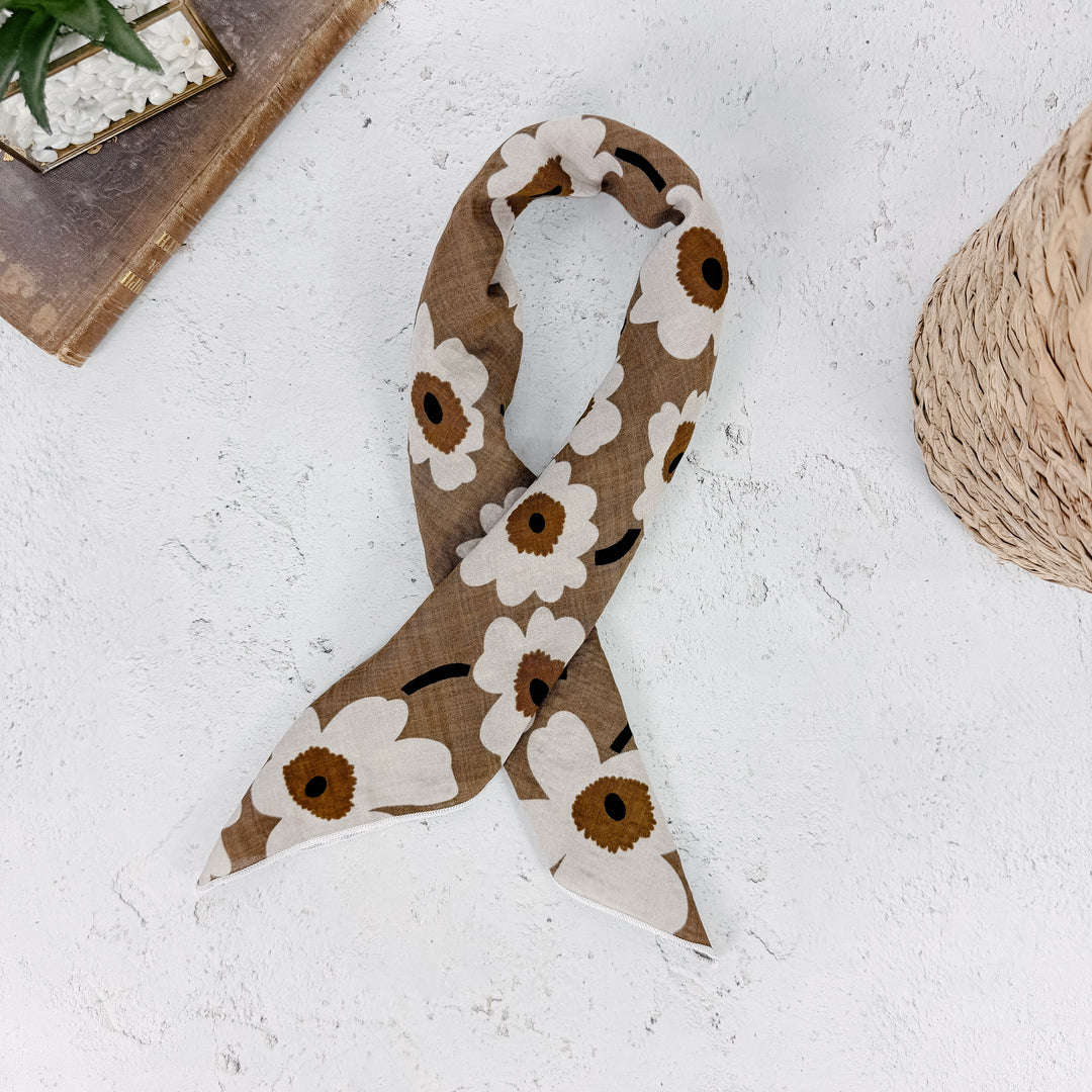Della Floral Square Scarf - Taupe