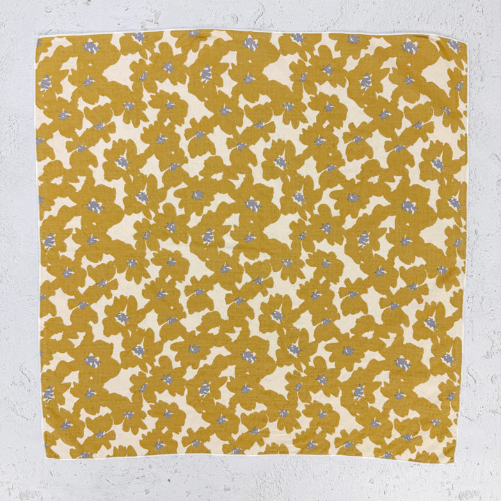 Lottie Floral Square Scarf - Mustard