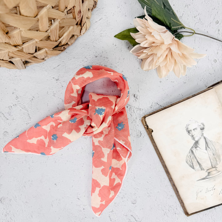 Marlowe Floral Square Scarf - Coral