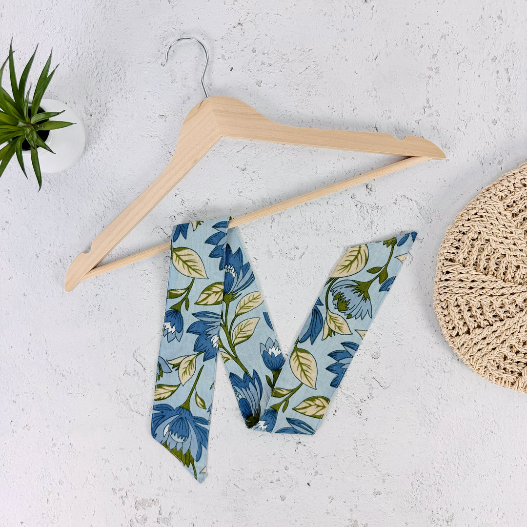 Marina Floral Skinny Scarf- Blue