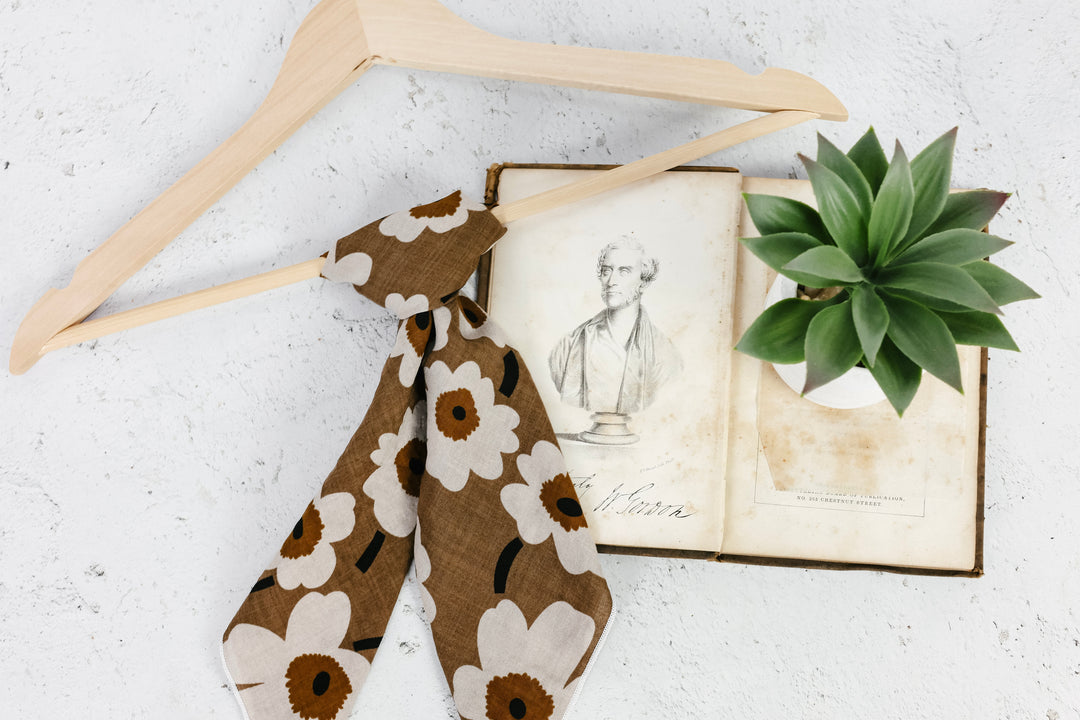 Della Floral Square Scarf - Taupe