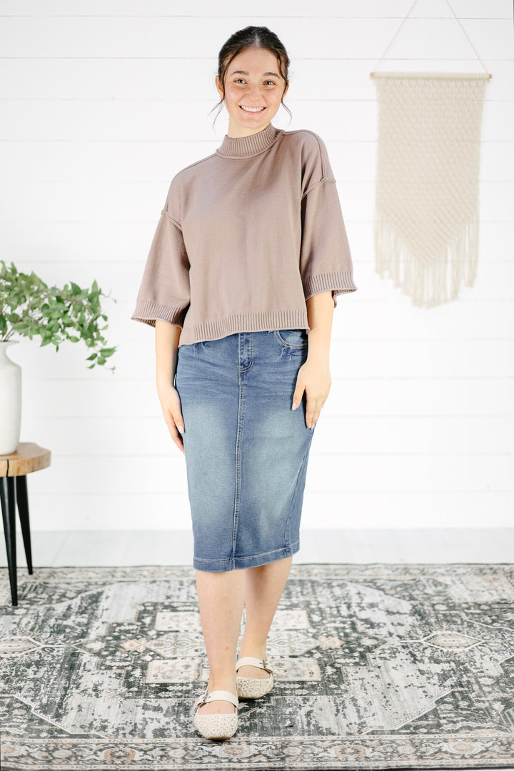 Kimmie Mock Neck Top - Mocha