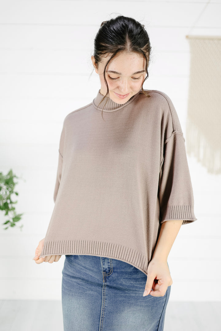 Kimmie Mock Neck Top - Mocha