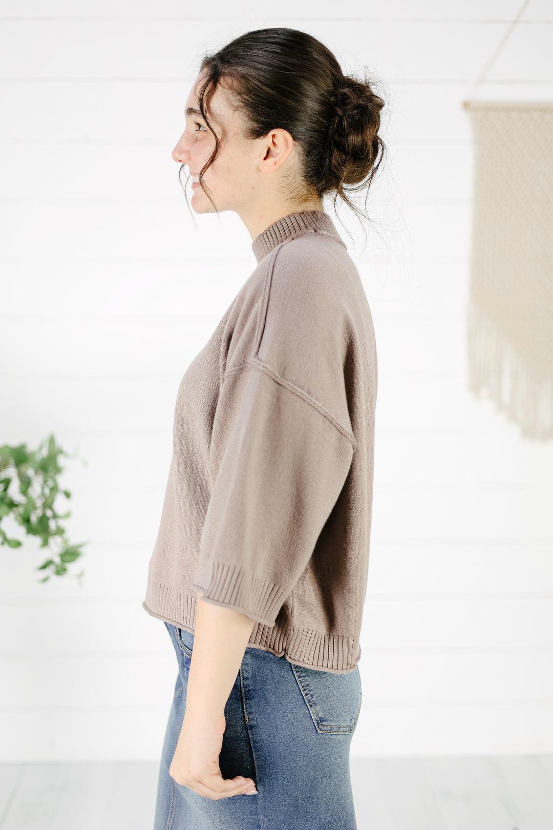 Kimmie Mock Neck Top - Mocha