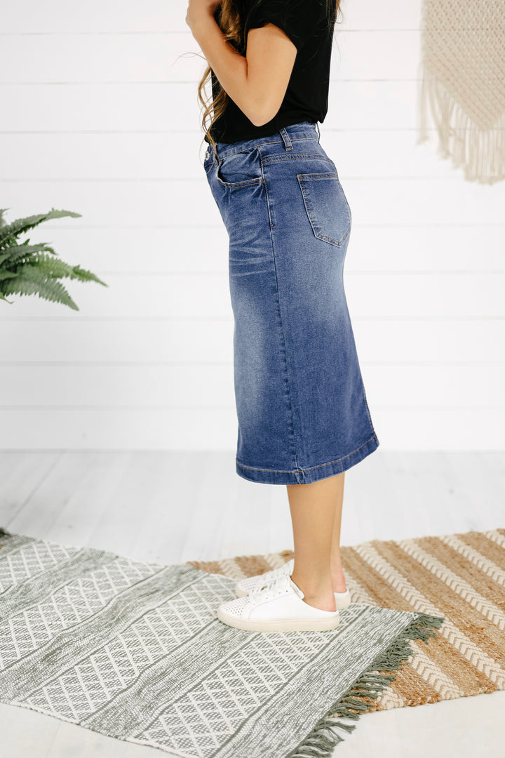 Carson Denim Skirt -Indigo Wash