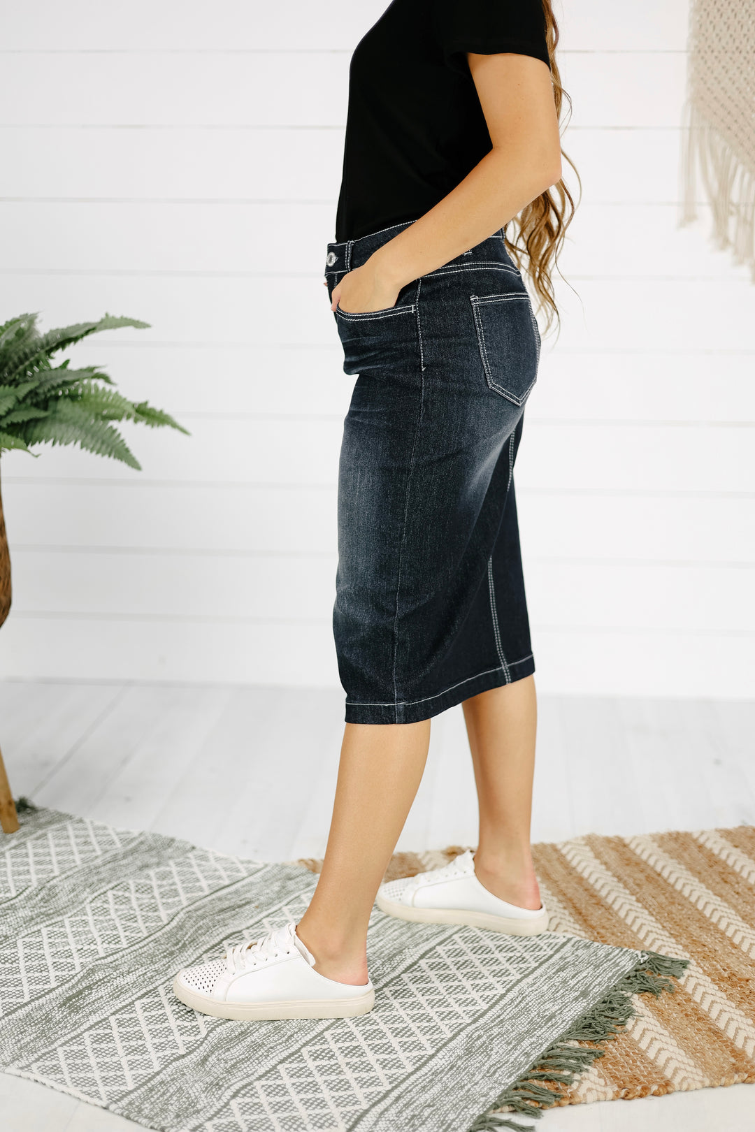 Benson Denim Skirt - Black Wash