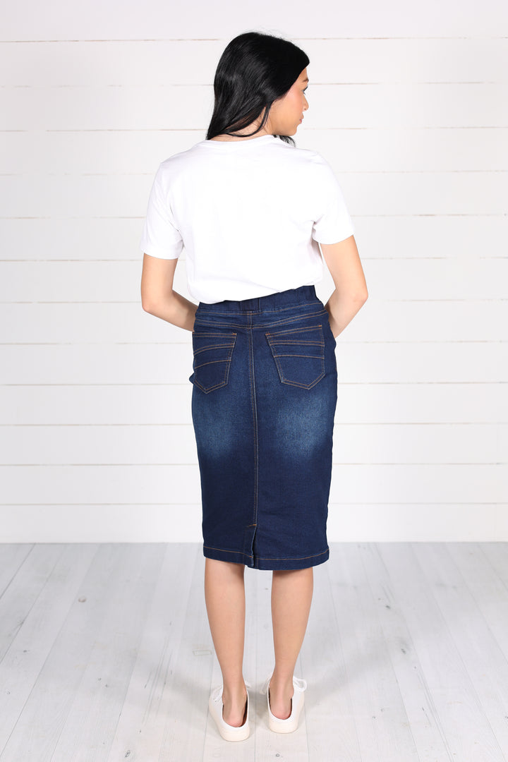Owen Denim Skirt-Dark Indigo