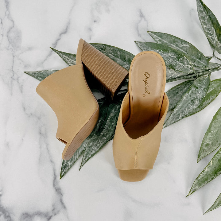 Monaca Mule Heels - Toffee/Final Sale