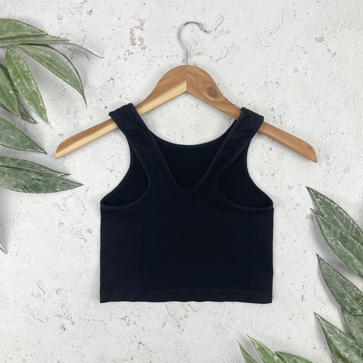 Scoop Neck Crop Top - Black