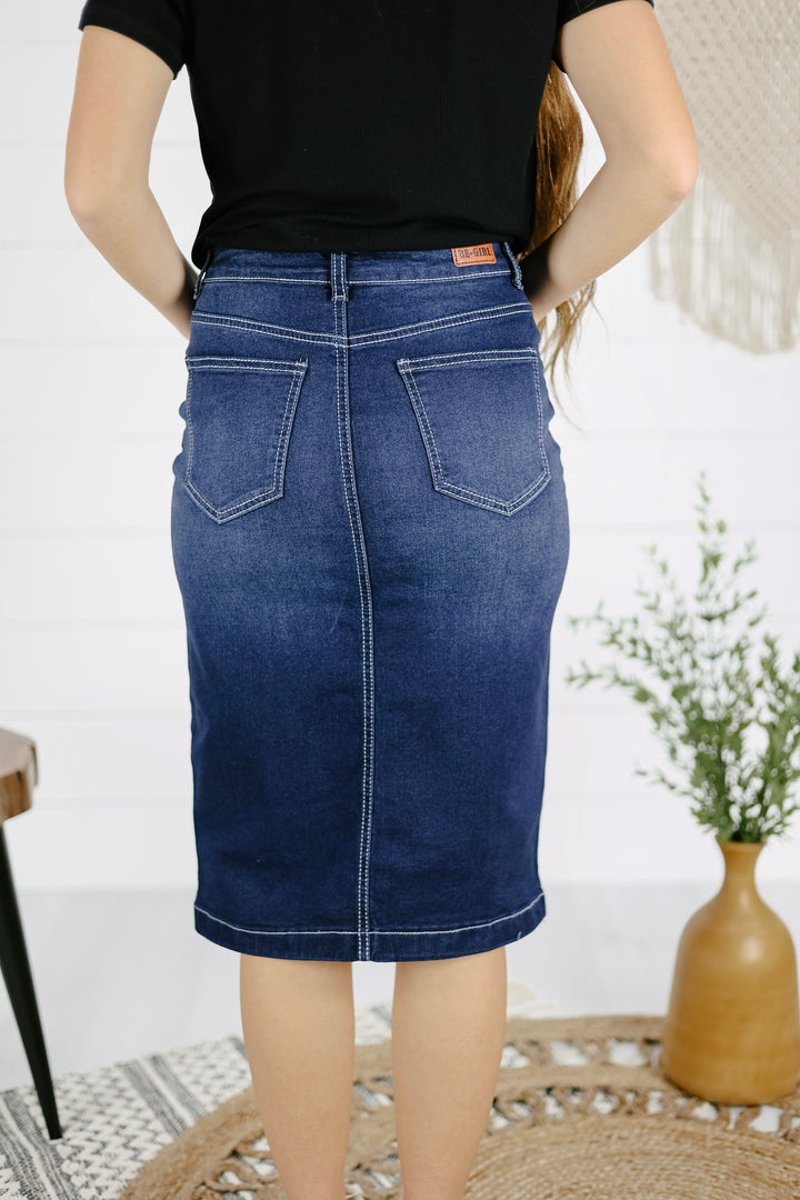 Benson Denim Skirt - Dk. Indigo