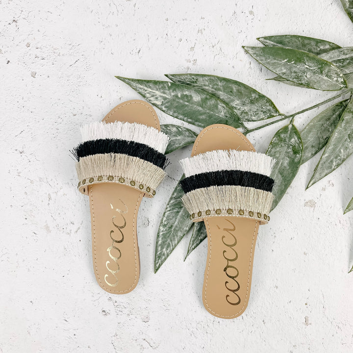 Ellison Fringe Sandals - Natural Multi
