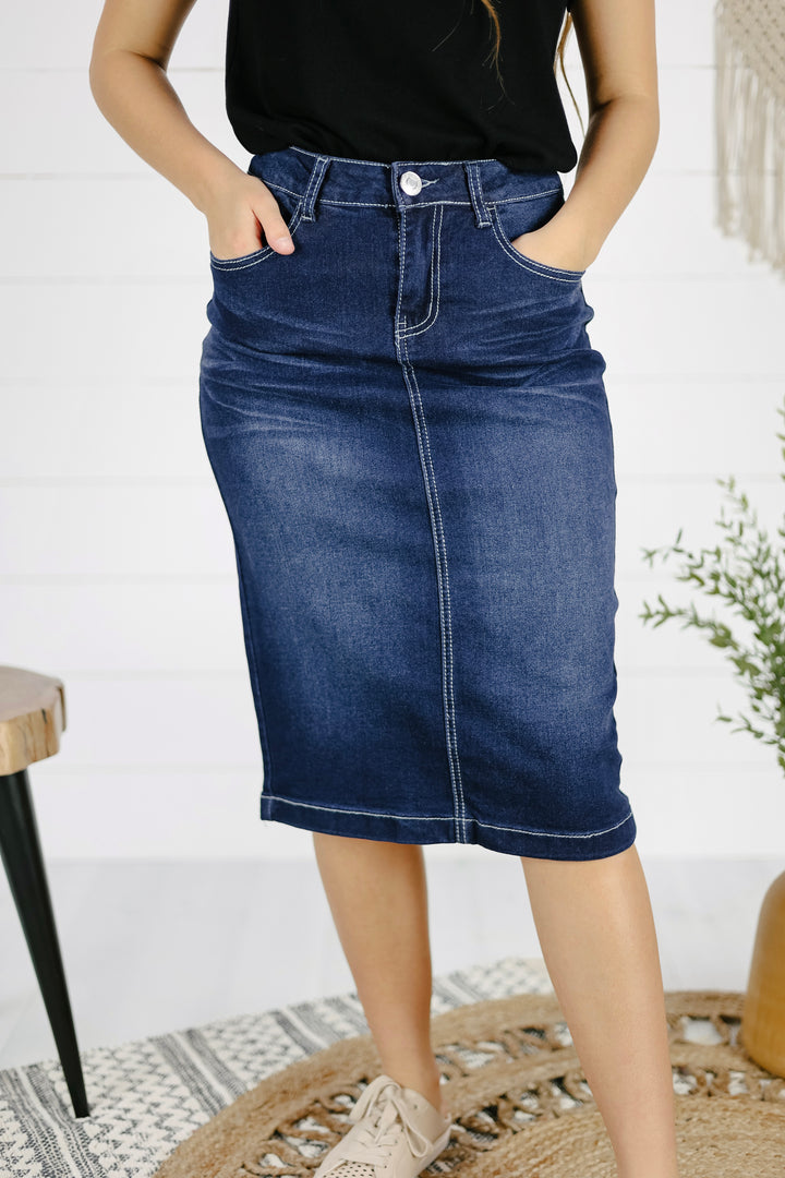 Benson Denim Skirt - Dk. Indigo